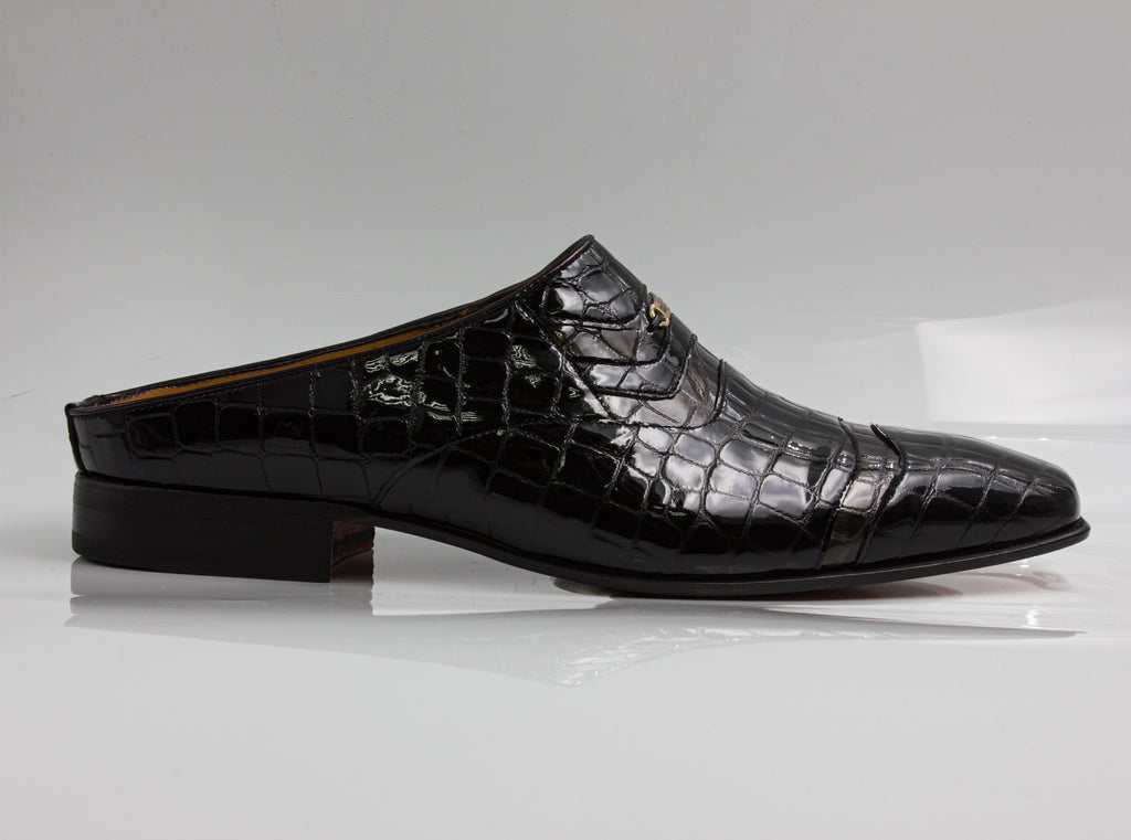 Black Anthracite Patent Croc Half - Italian Men's Shoes - Classic Shoes London