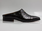 Black Anthracite Patent Croc Half - Italian Men's Shoes - Classic Shoes London