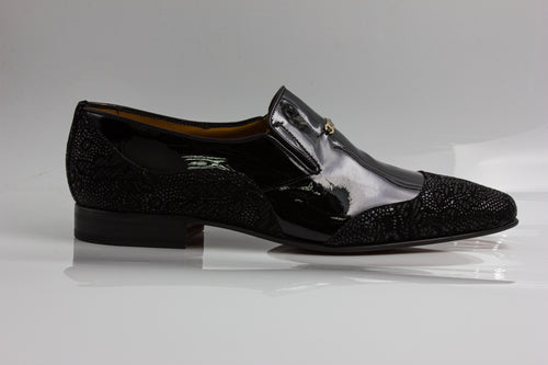 Black Patent Paisley - Italian Men's Shoes - Classic Shoes London