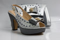 Silver Grey Glitter Stoned Set - Italian Shoe and Bag Set - Classic Shoes London
