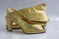 Gold Swirl Stoned Set - Italian Shoe and Bag Set - Classic Shoes London