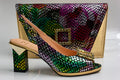 Gold Multi Square Set - Italian Shoe and Bag Set - Classic Shoes London
