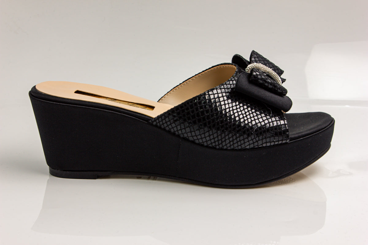 Black Wedge Slippers