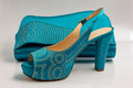 Teal Swirl Stoned Set - Italian Shoe and Bag Set - Classic Shoes London