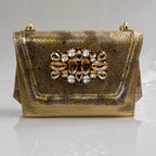 Gold Marcella Ornate Heel Set - Italian Shoe and Bag Set - Classic Shoes London