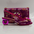Magenta Marcella Ornate Heel Set - Italian Shoe and Bag Set - Classic Shoes London