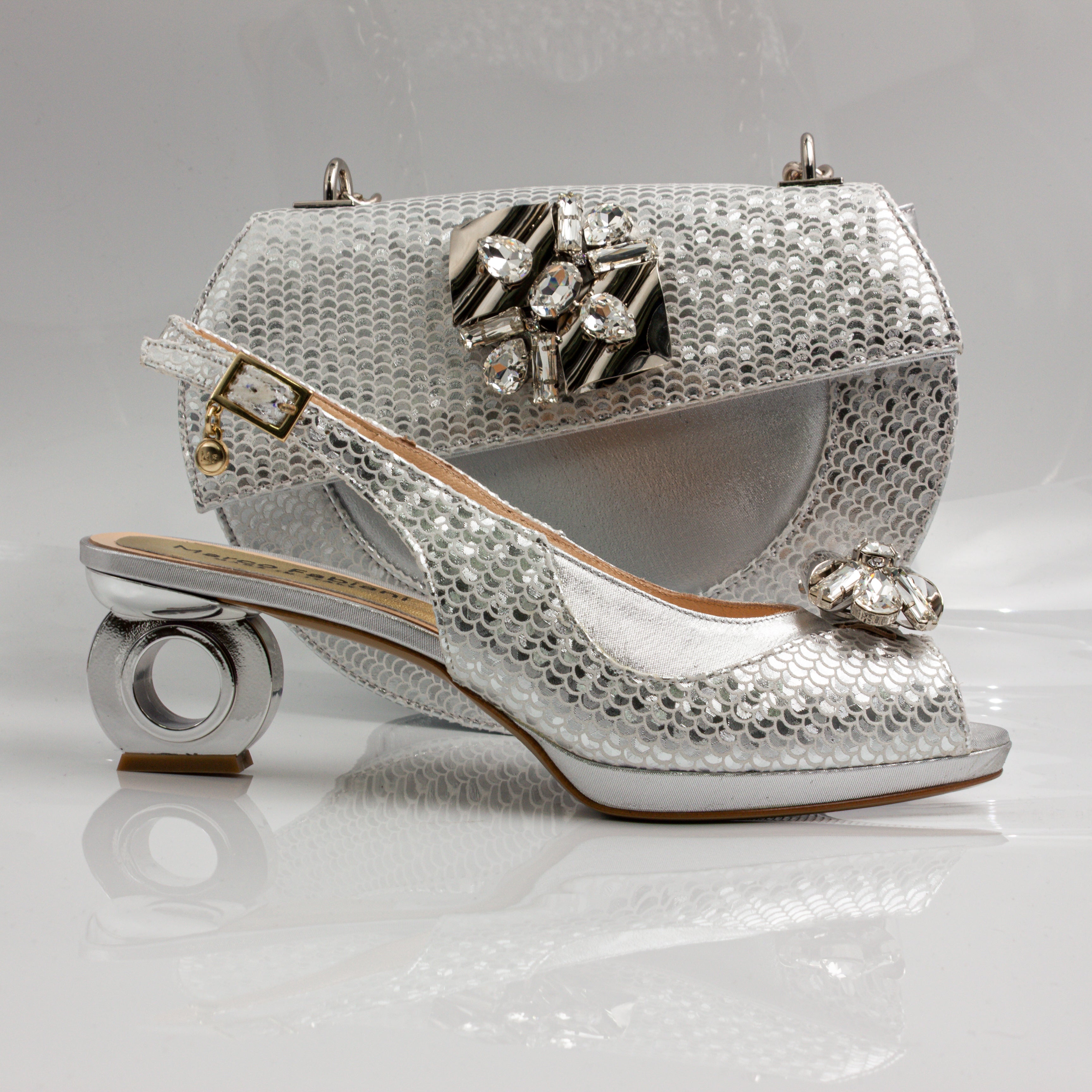 Silver Marcella Ornate Heel Set