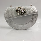 Silver Marcella Ornate Heel Set - Italian Shoe and Bag Set - Classic Shoes London