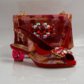 Red Marcella Ornate Heel Set
