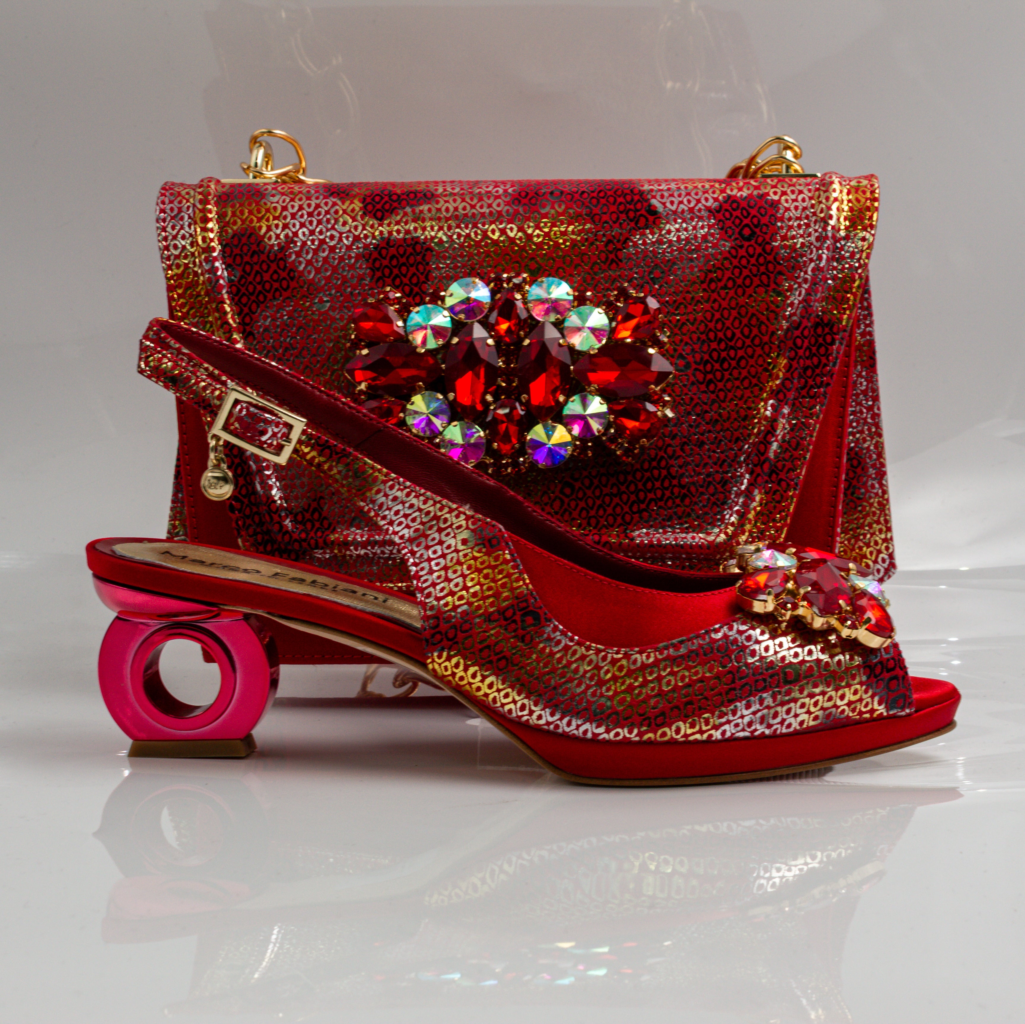Red Marcella Ornate Heel Set
