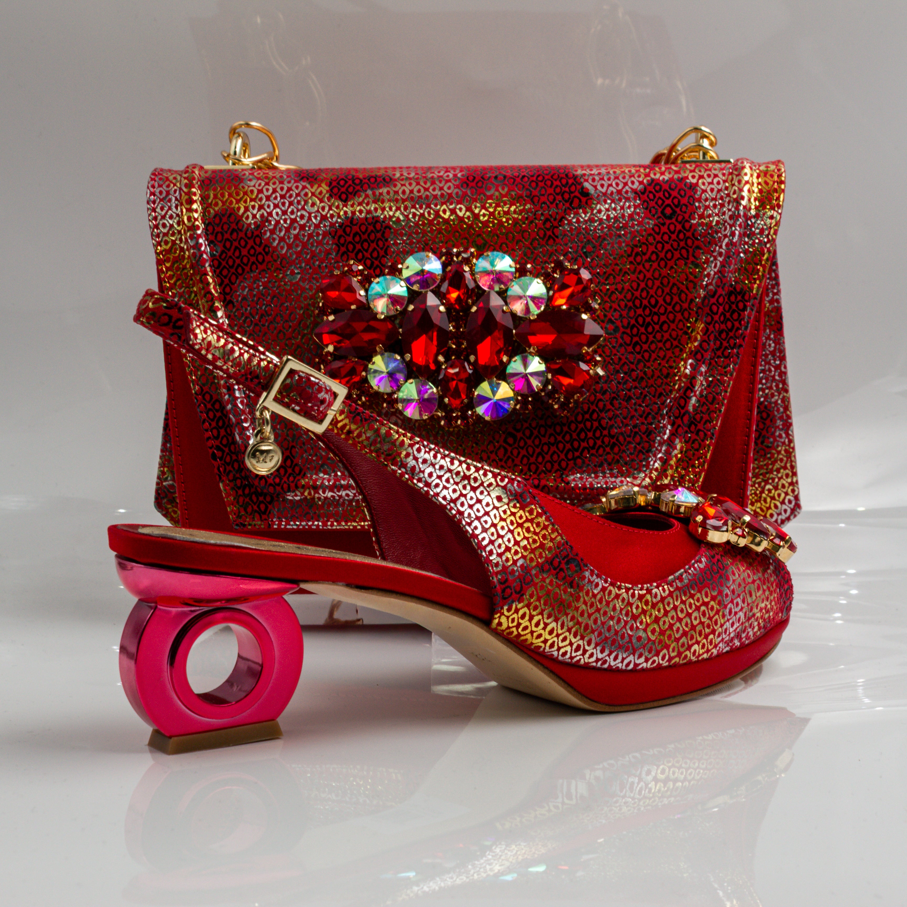 Red Marcella Ornate Heel Set