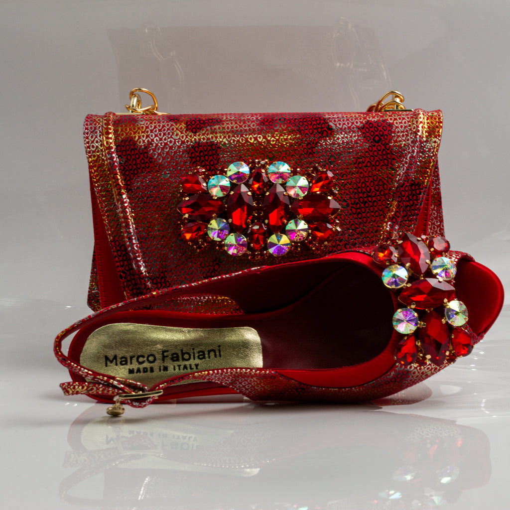Red Marcella Ornate Heel Set