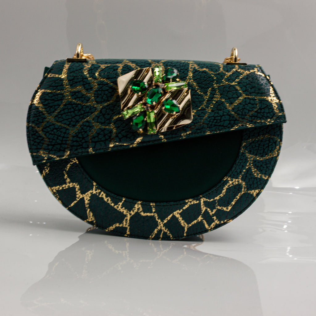 Emerald Green Crackle Ornate Heel Set