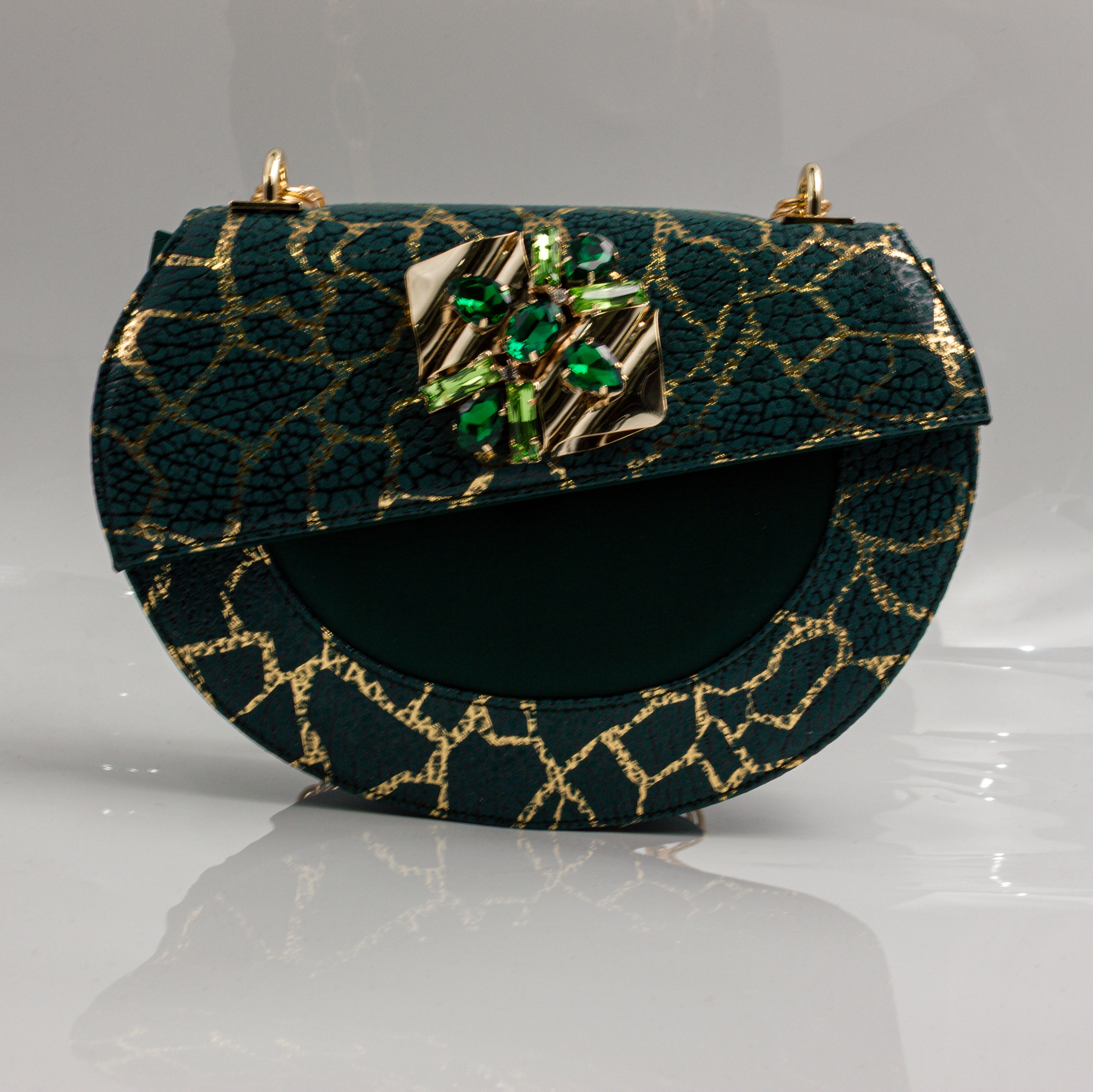 Emerald Green Crackle Ornate Heel Set