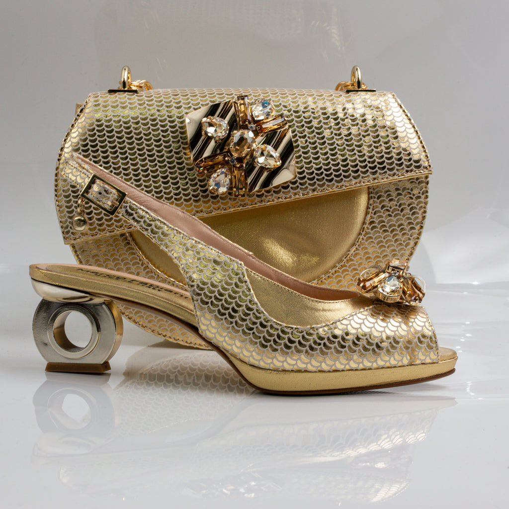 Gold Scallop Ornate Heel Set