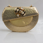 Gold Scallop Ornate Heel Set - Italian Shoe and Bag Set - Classic Shoes London