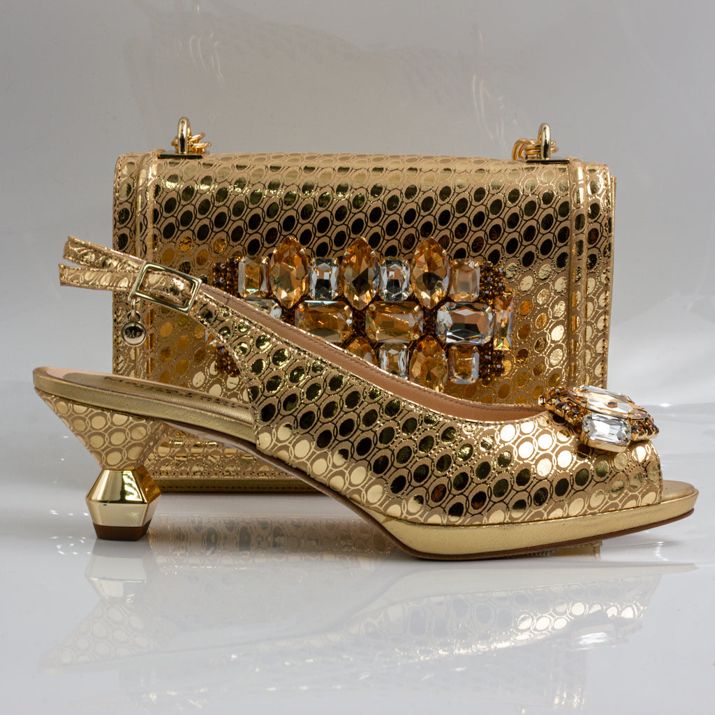 Gold Lorenza Faceted Heel Set