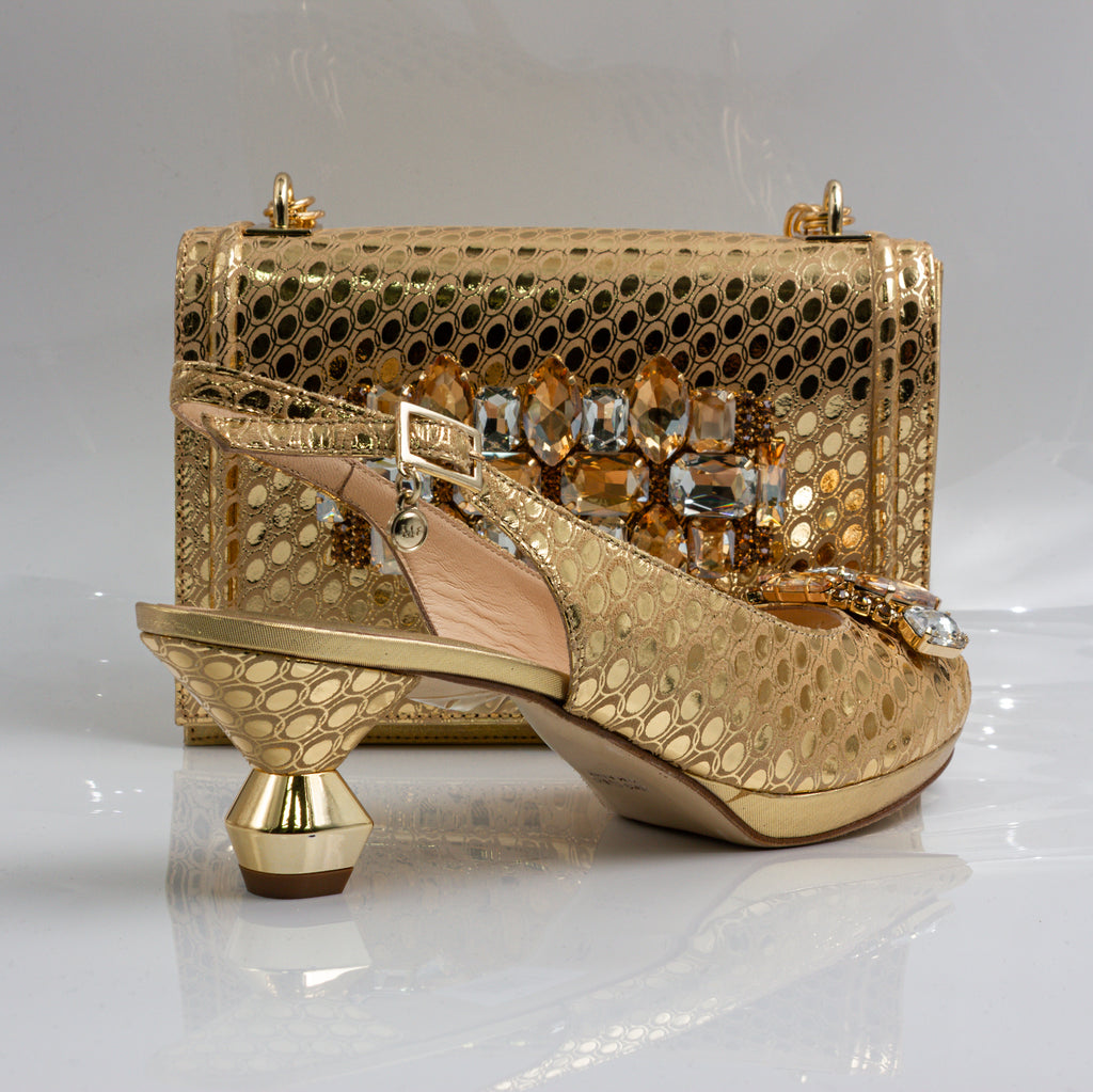 Gold Lorenza Faceted Heel Set