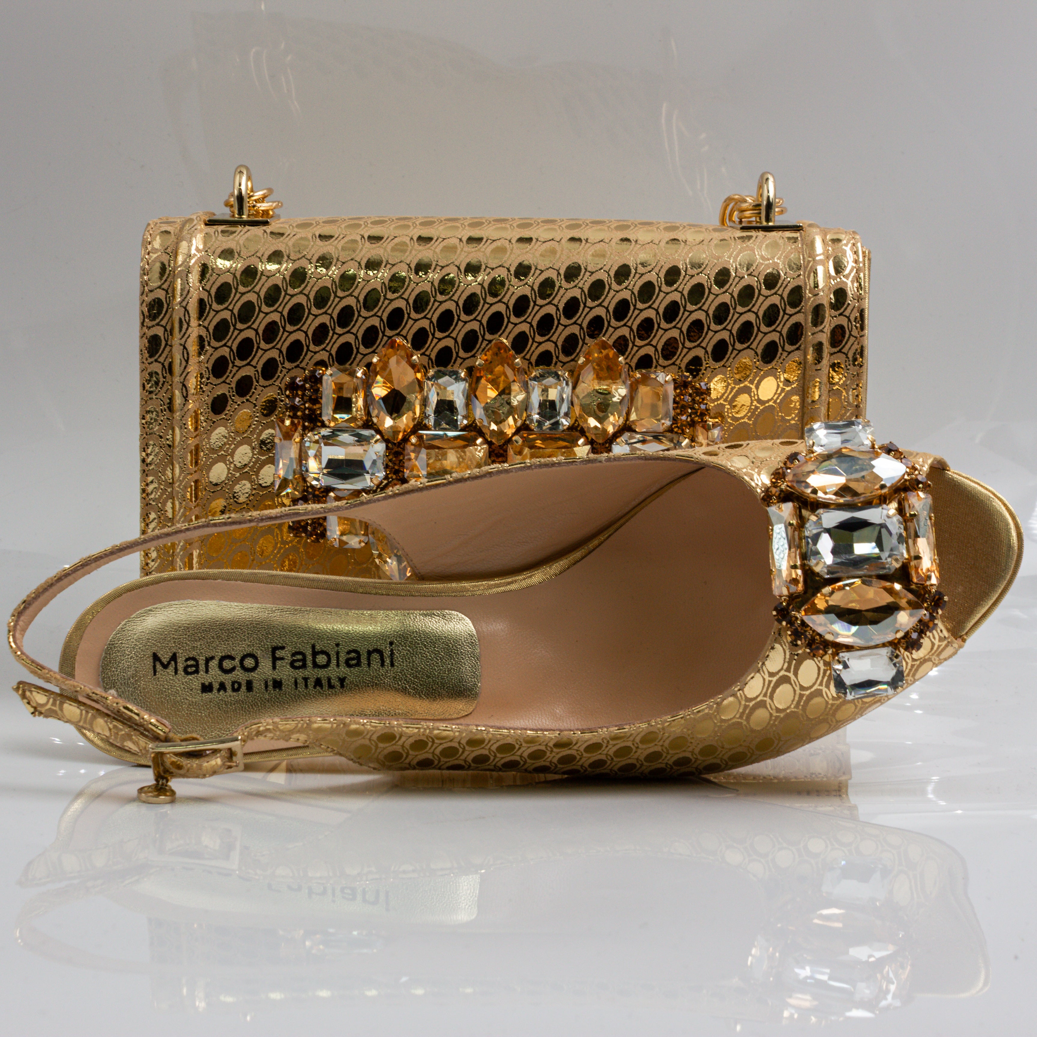 Gold Lorenza Faceted Heel Set