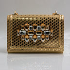 Gold Lorenza Faceted Heel Set - Italian Shoe and Bag Set - Classic Shoes London