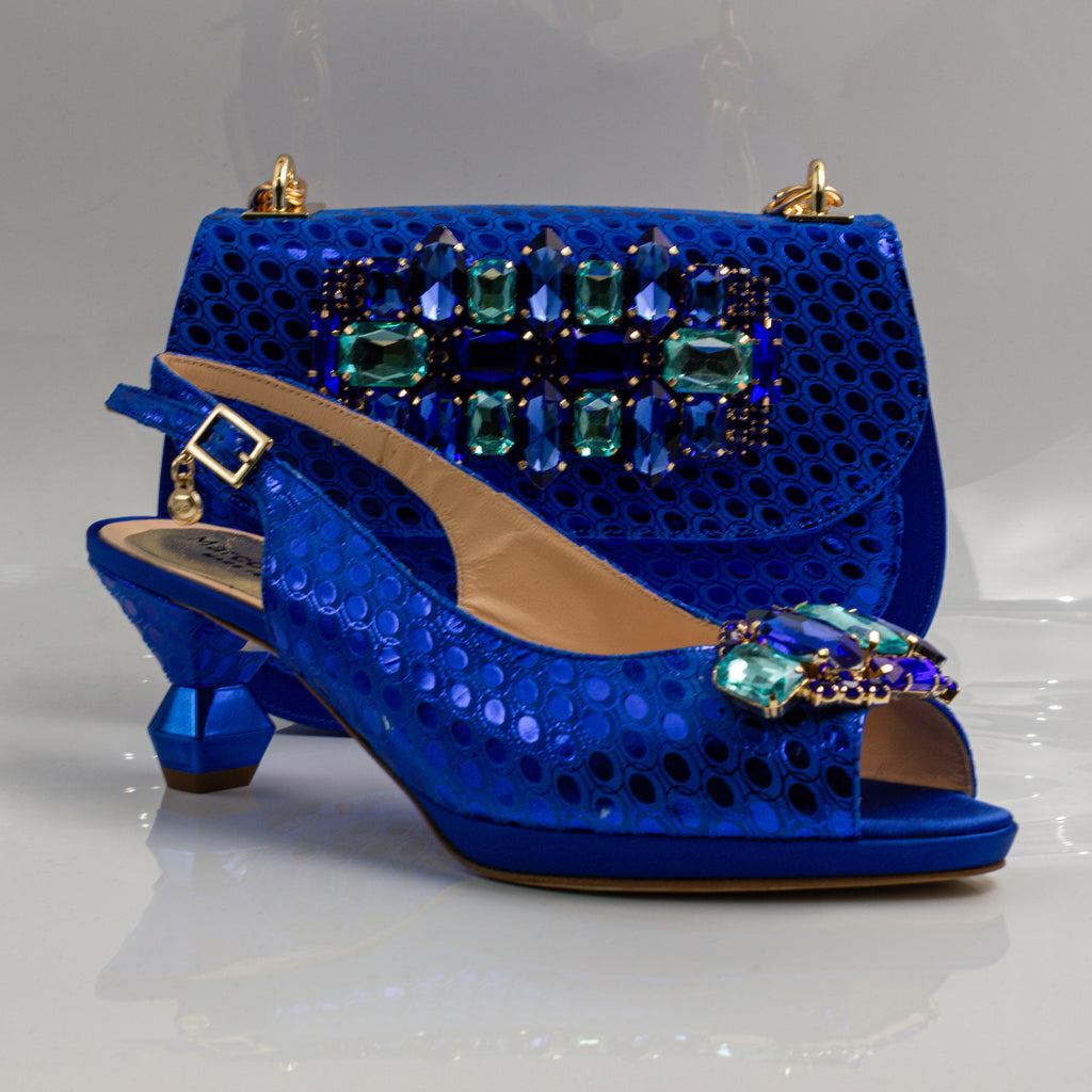 Royal Blue Lorenza Faceted Heel Set