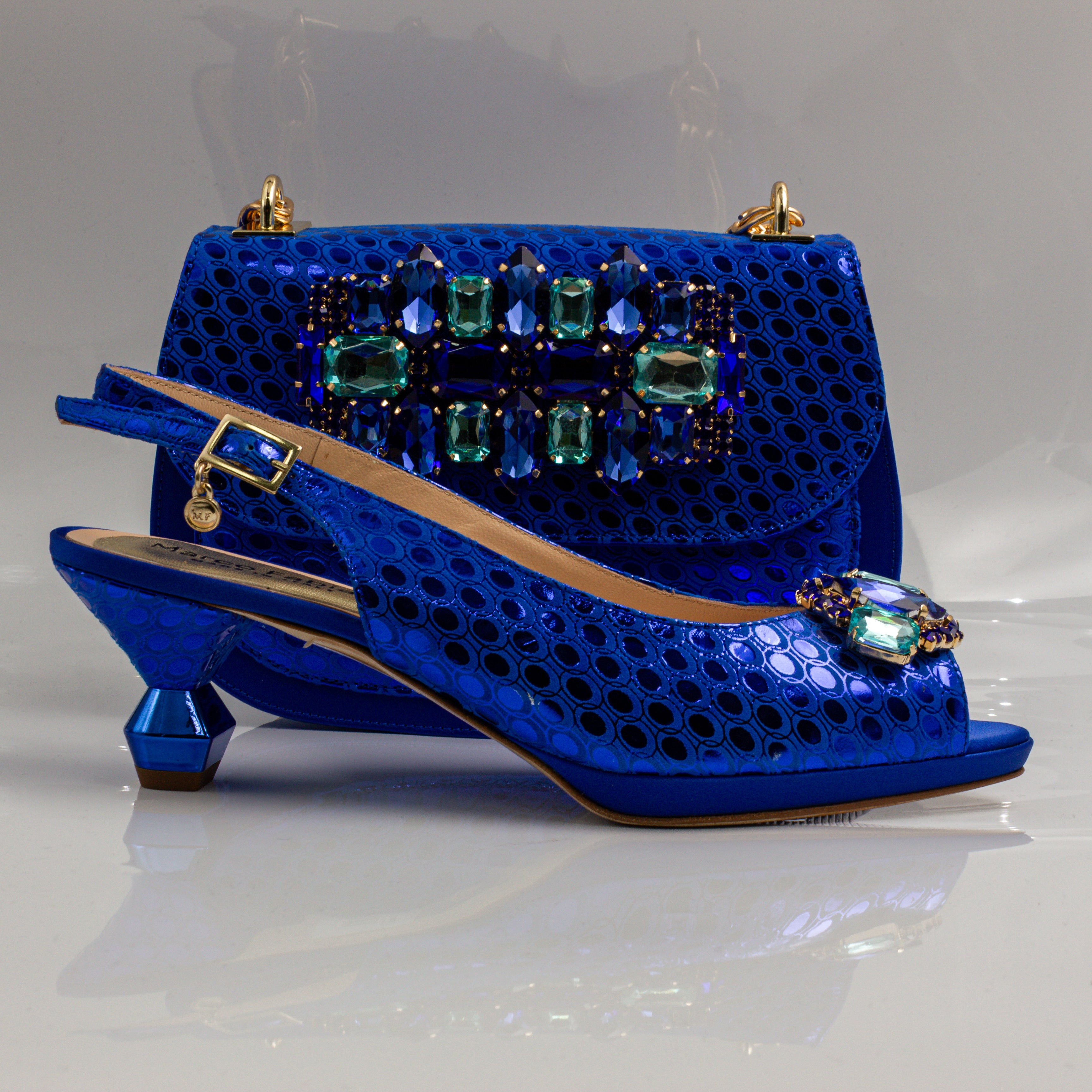 Royal Blue Lorenza Faceted Heel Set