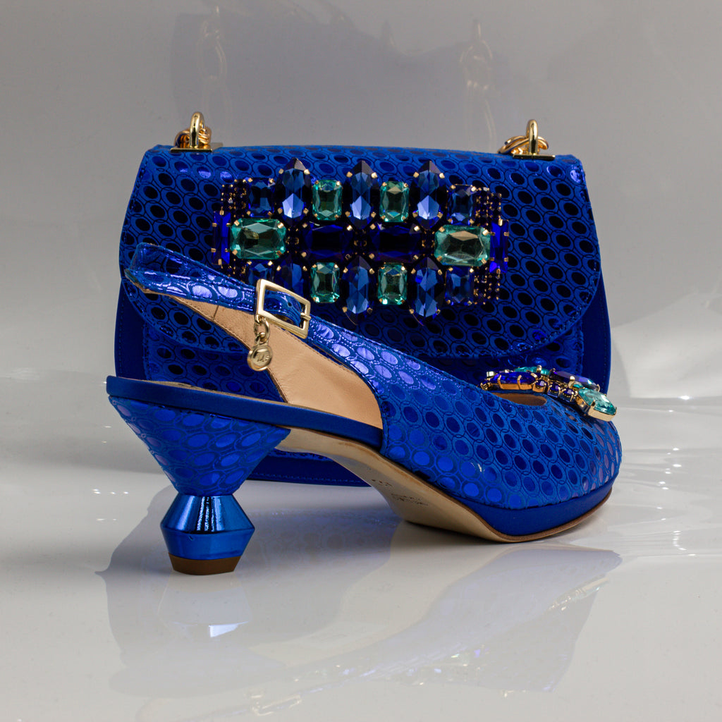 Royal Blue Lorenza Faceted Heel Set