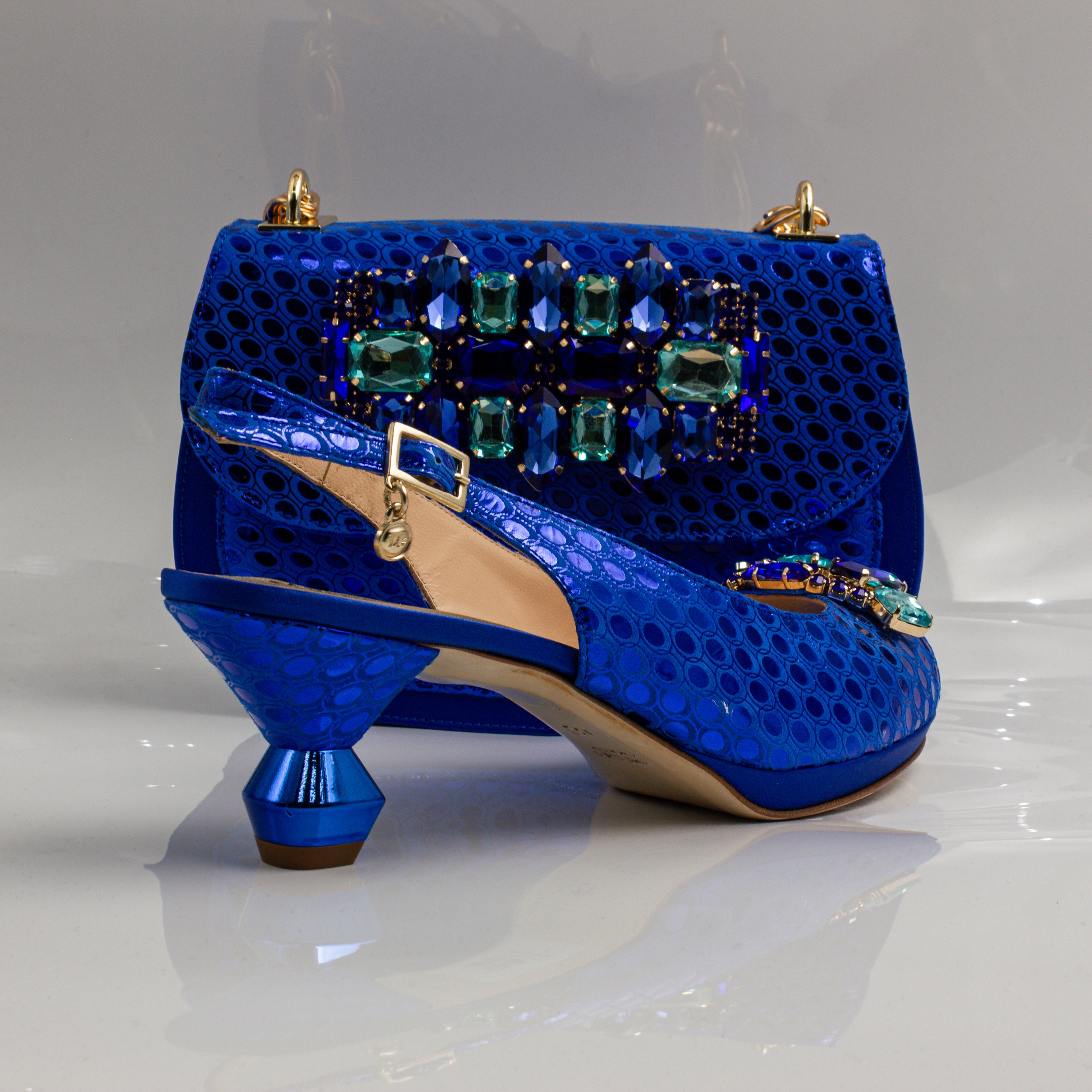 Royal Blue Lorenza Faceted Heel Set