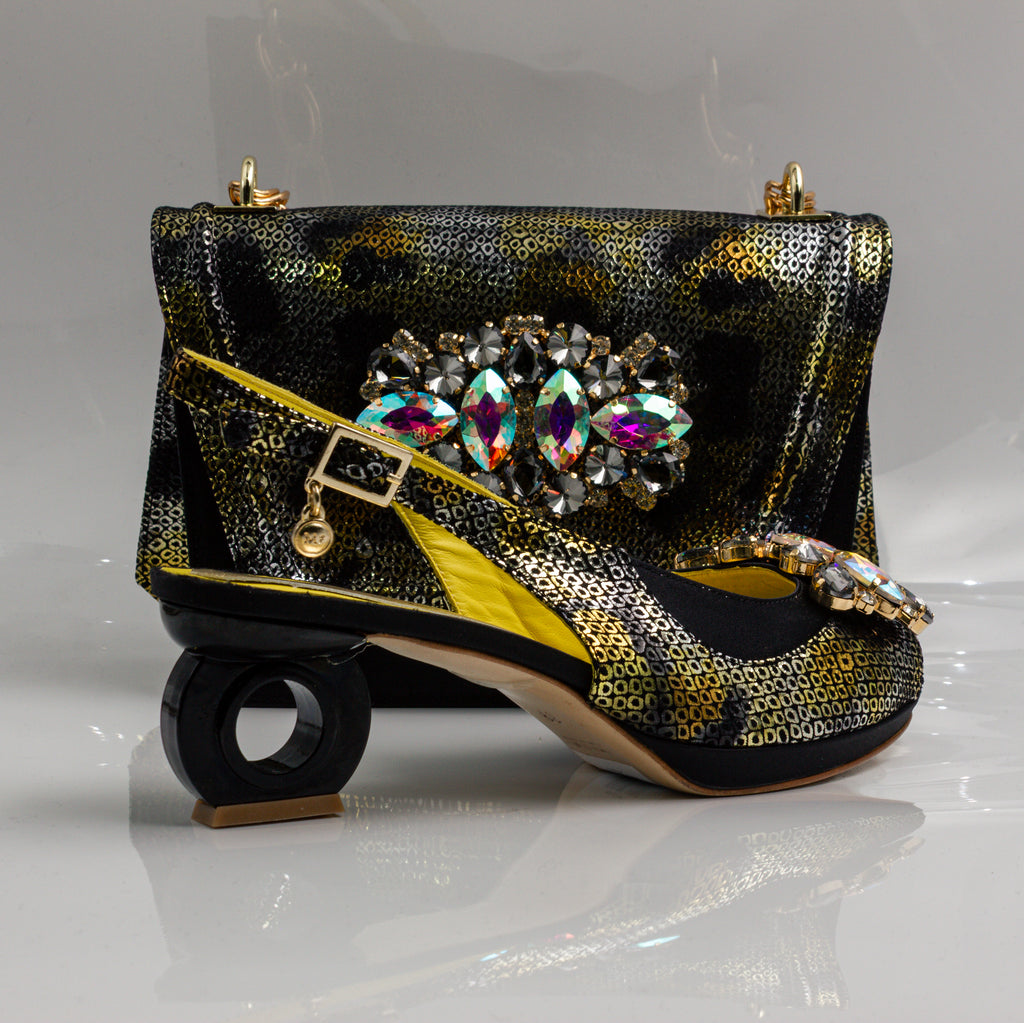 Black Marcella Ornate Heel Set