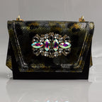 Black Marcella Ornate Heel Set - Italian Shoe and Bag Set - Classic Shoes London