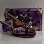 Purple Marcella Ornate Heel Set - Italian Shoe and Bag Set - Classic Shoes London