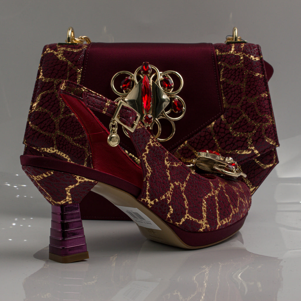 Burgundy Crackle Jewel Heel Set