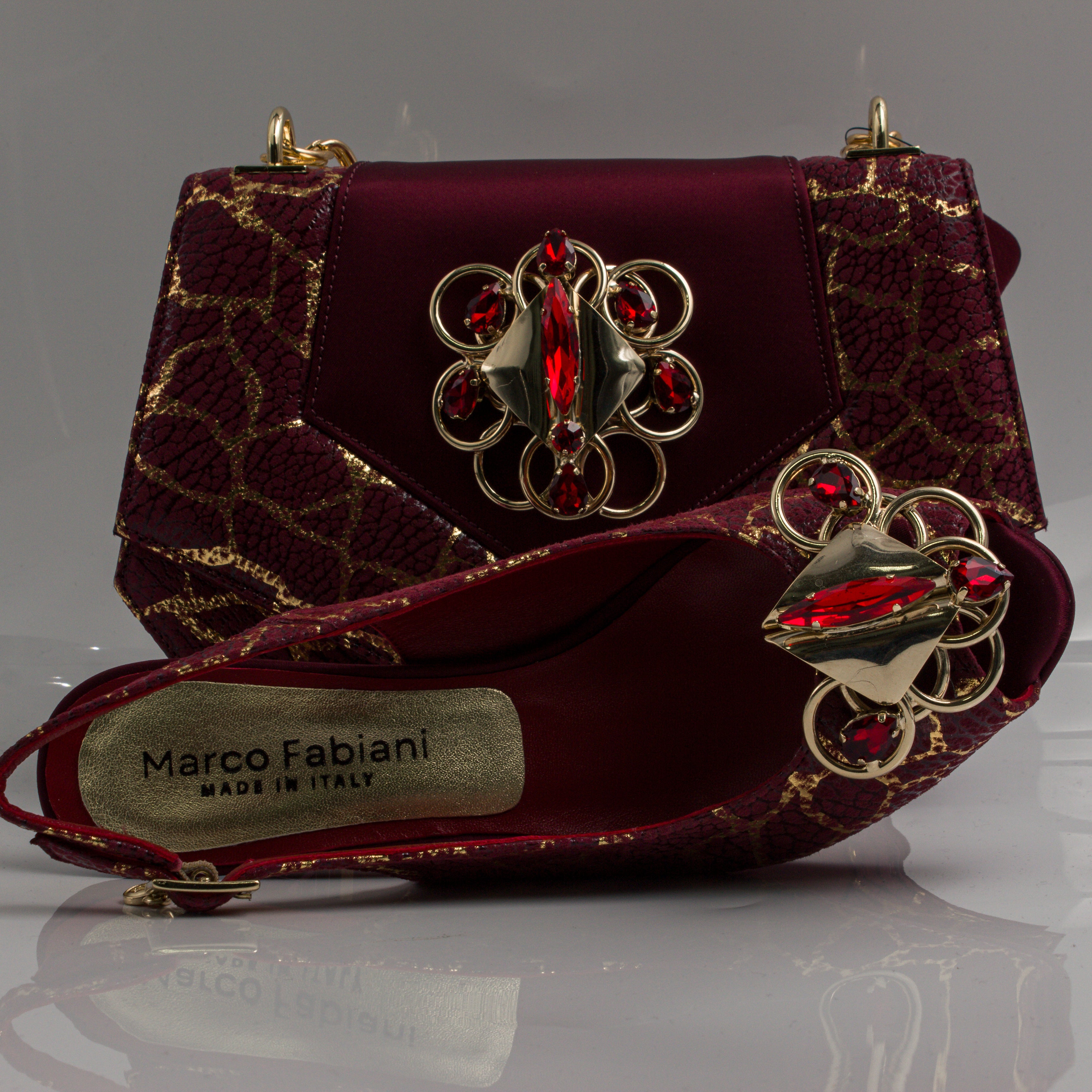 Burgundy Crackle Jewel Heel Set