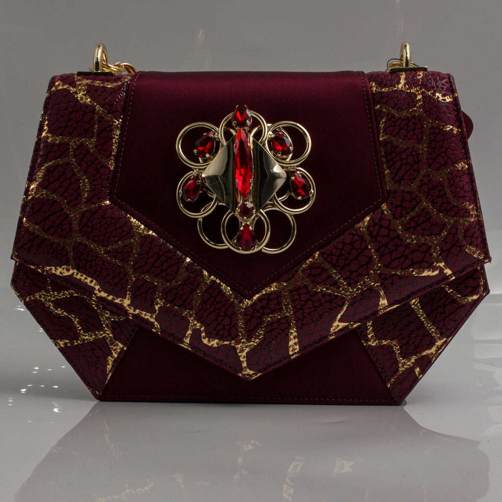 Burgundy Crackle Jewel Heel Set