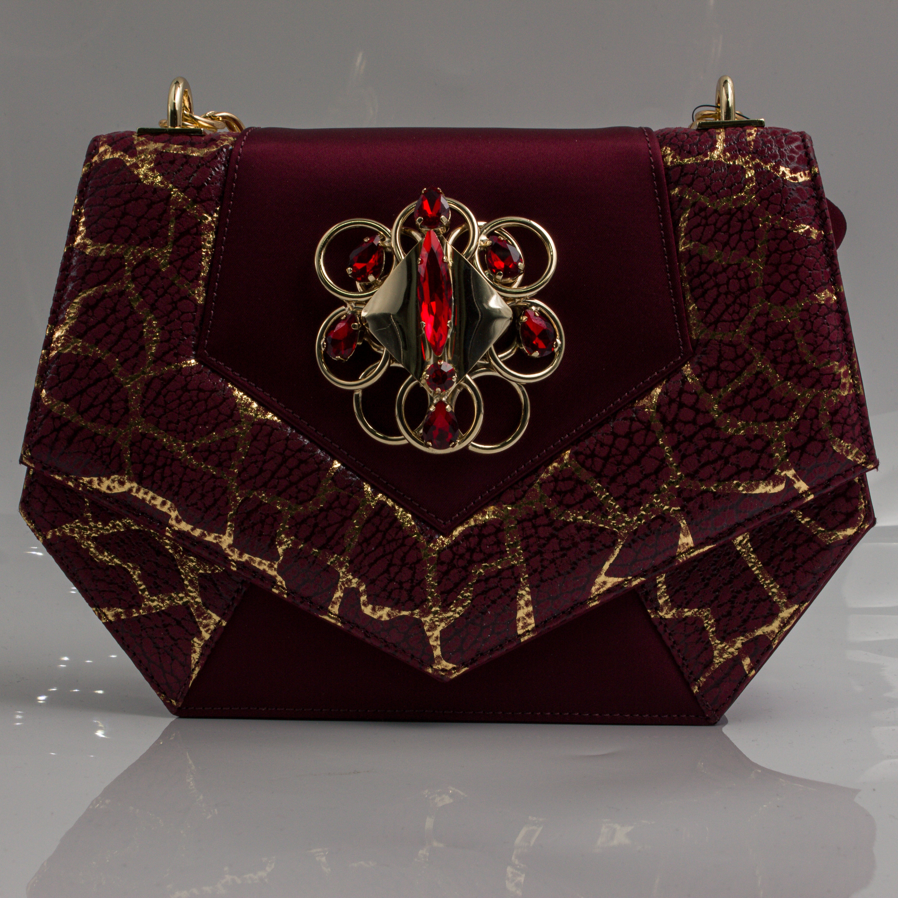 Burgundy Crackle Jewel Heel Set