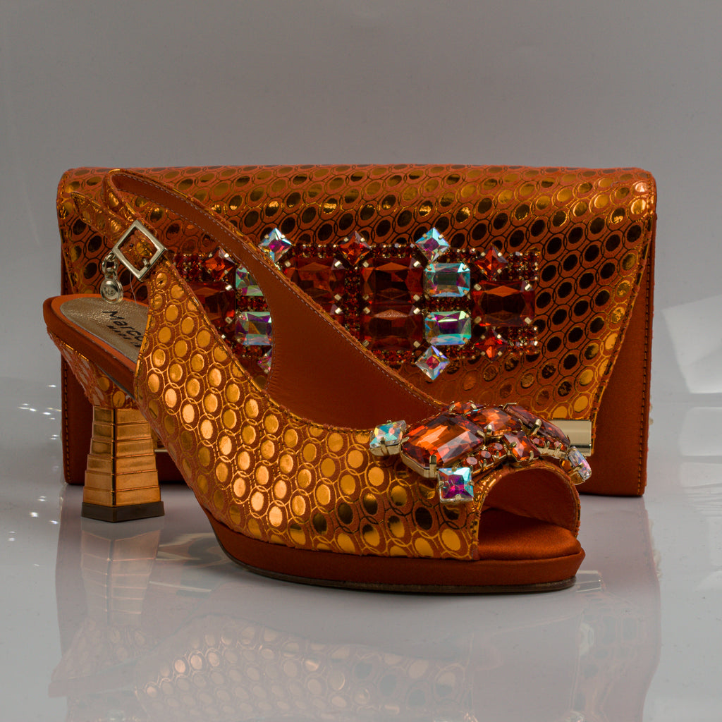 Burnt Orange Lorenza Jewel Heel Set