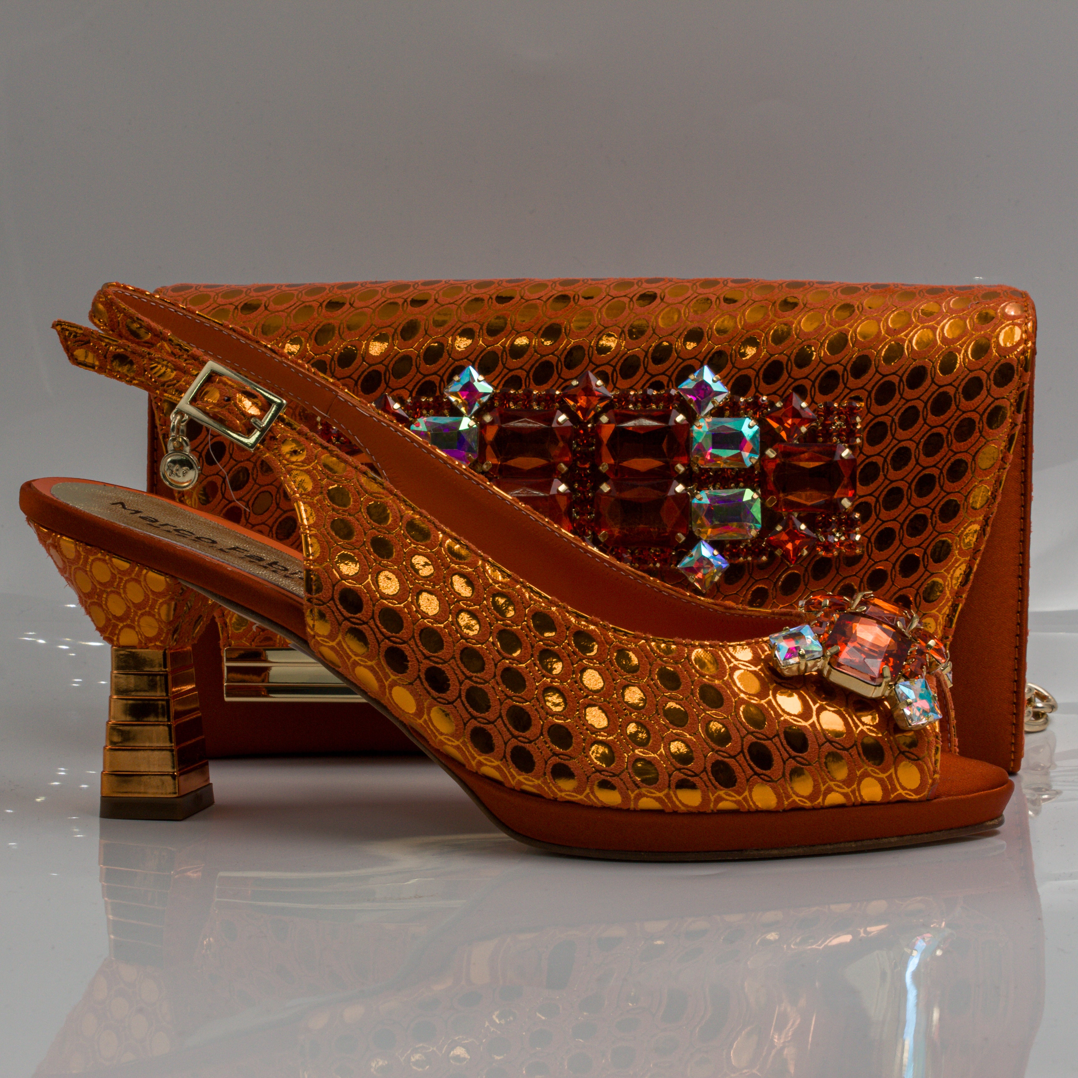 Burnt Orange Lorenza Jewel Heel Set