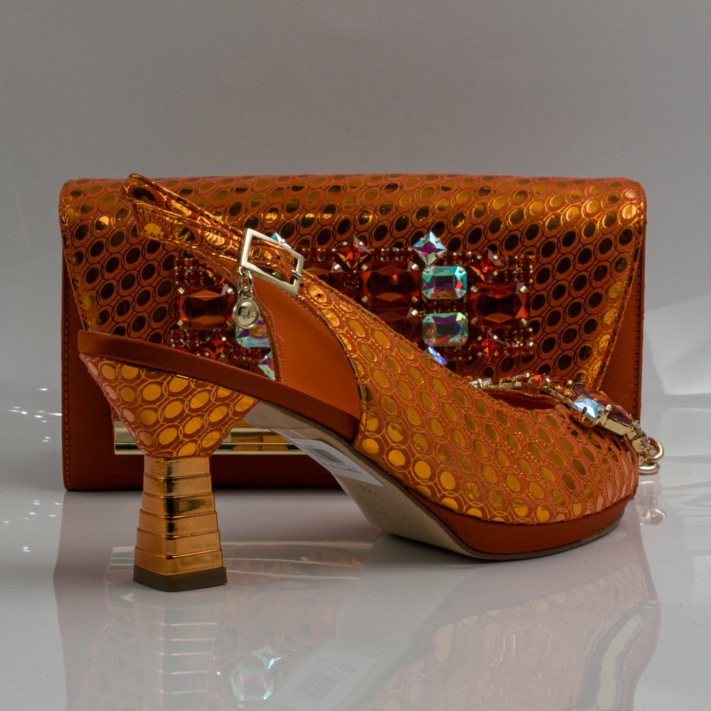 Burnt Orange Lorenza Jewel Heel Set