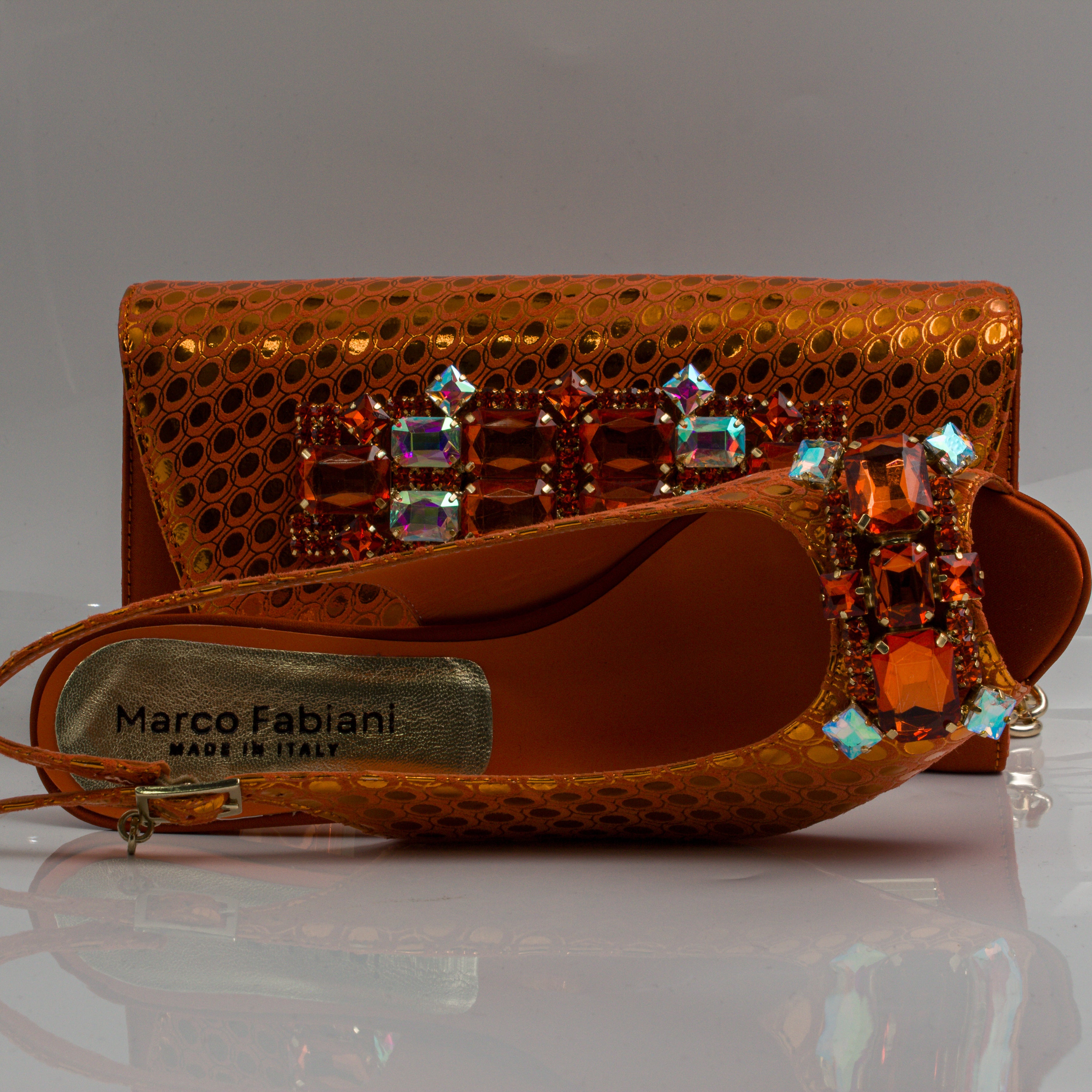 Burnt Orange Lorenza Jewel Heel Set