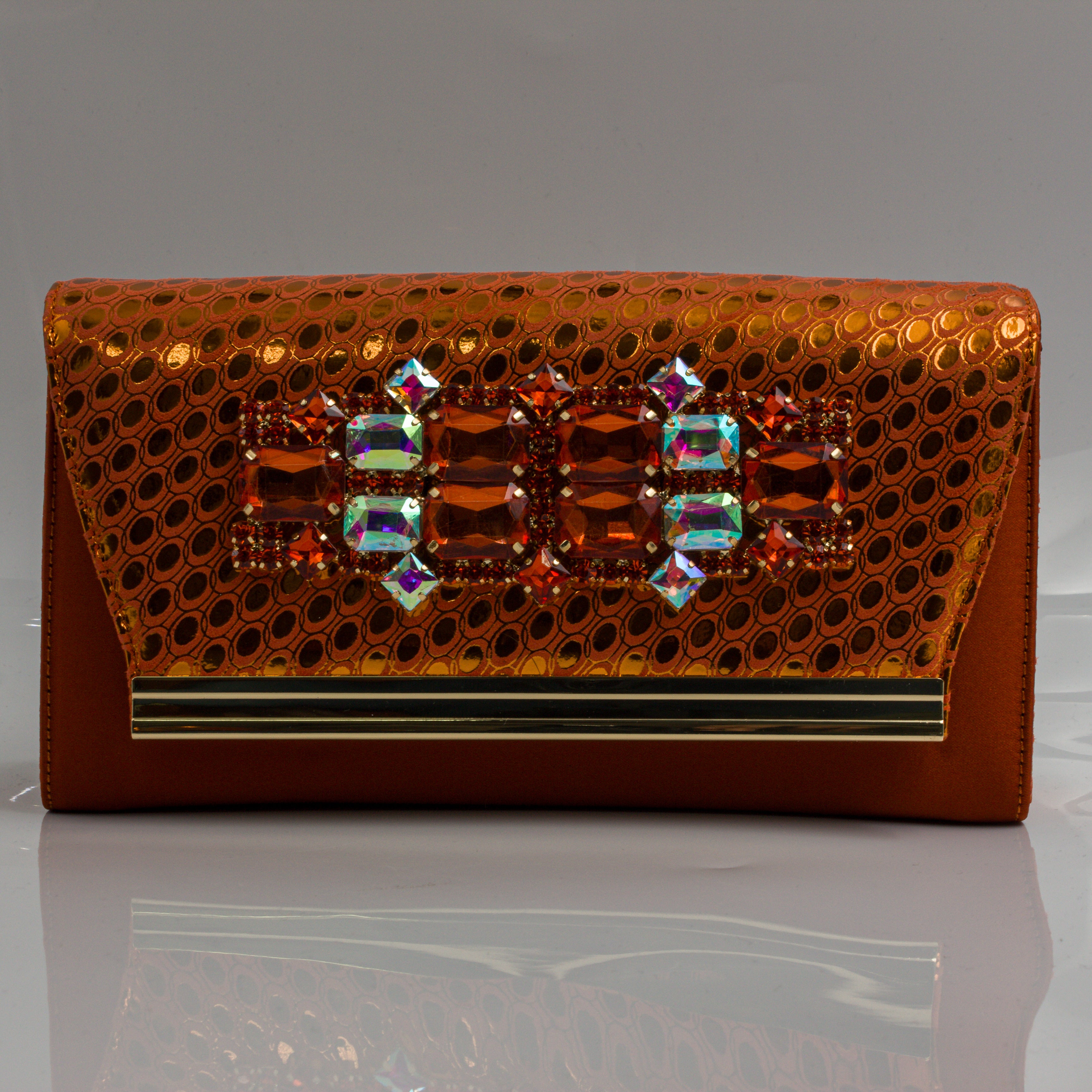 Burnt Orange Lorenza Jewel Heel Set