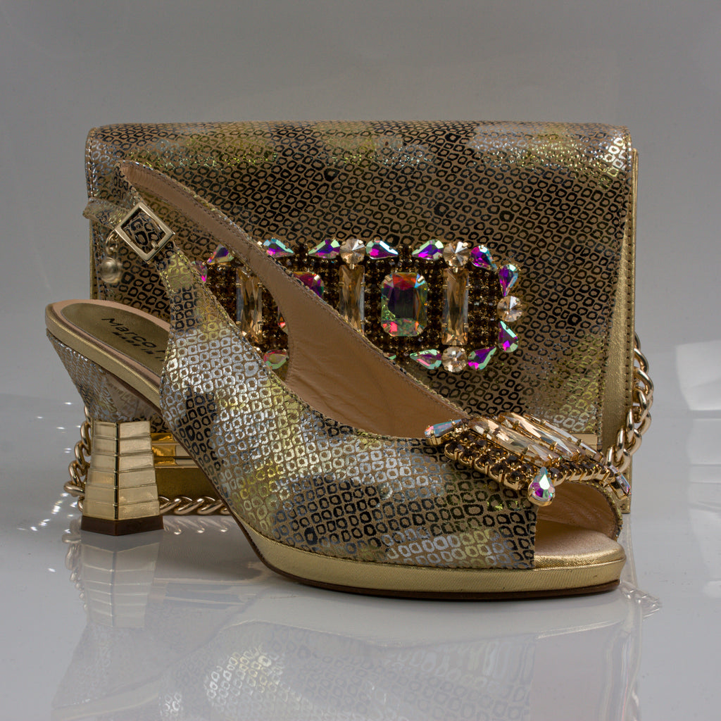 Gold Marcella Jewel Heel Set