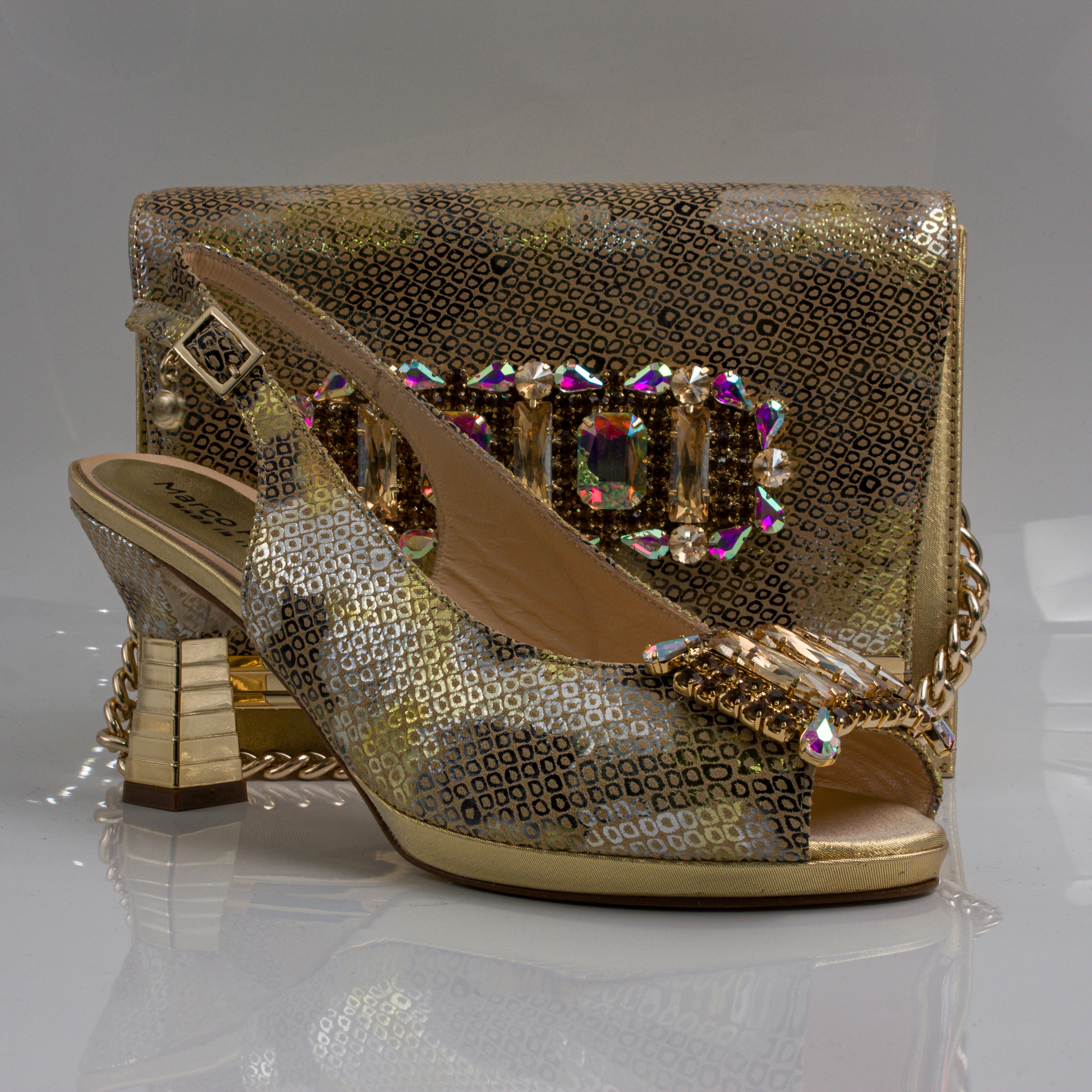 Gold Marcella Jewel Heel Set