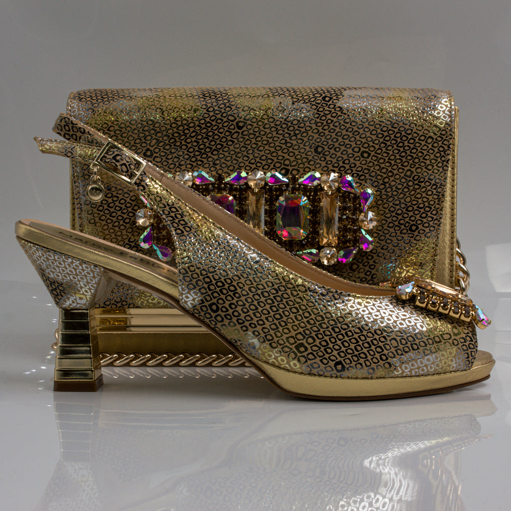 Gold Marcella Jewel Heel Set