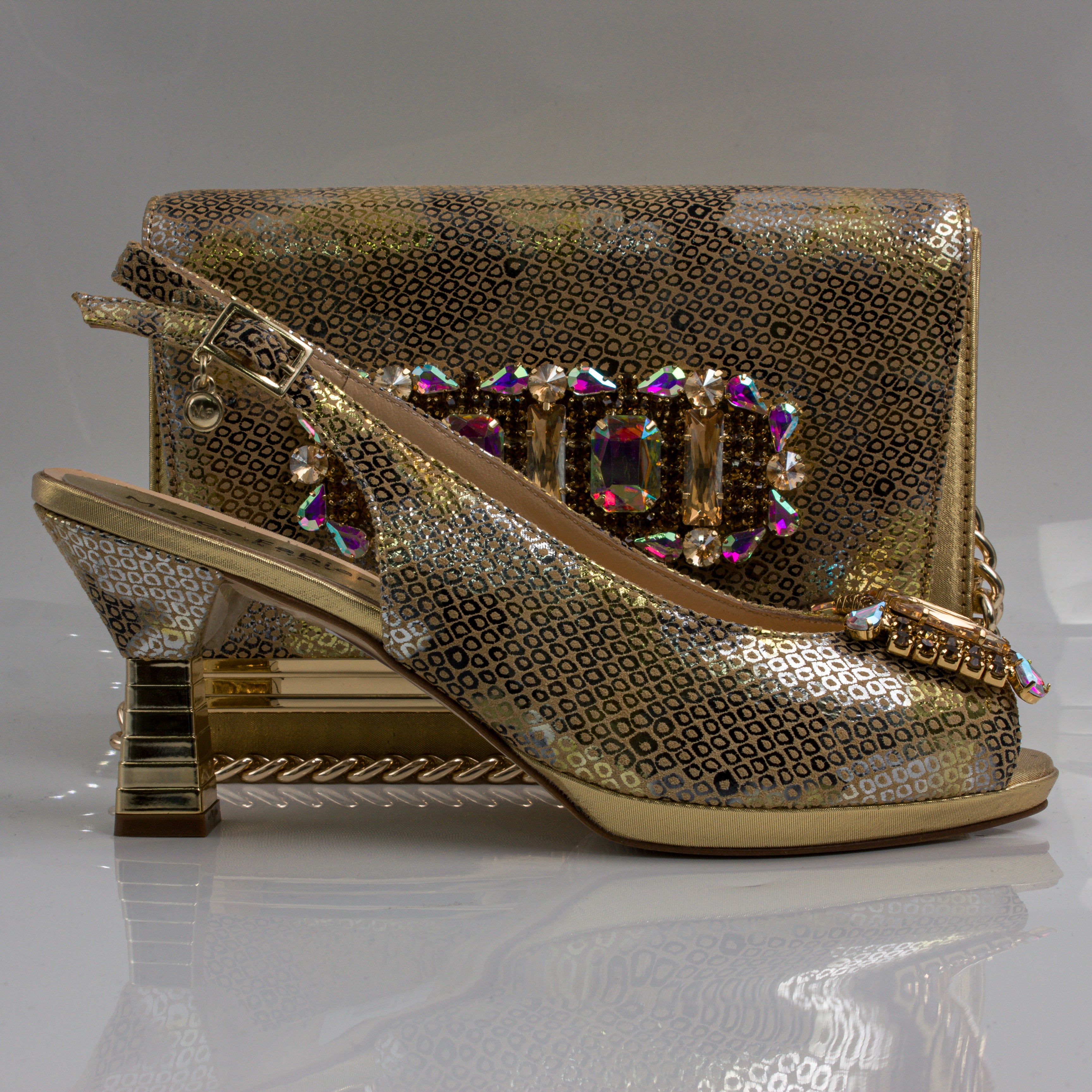 Gold Marcella Jewel Heel Set