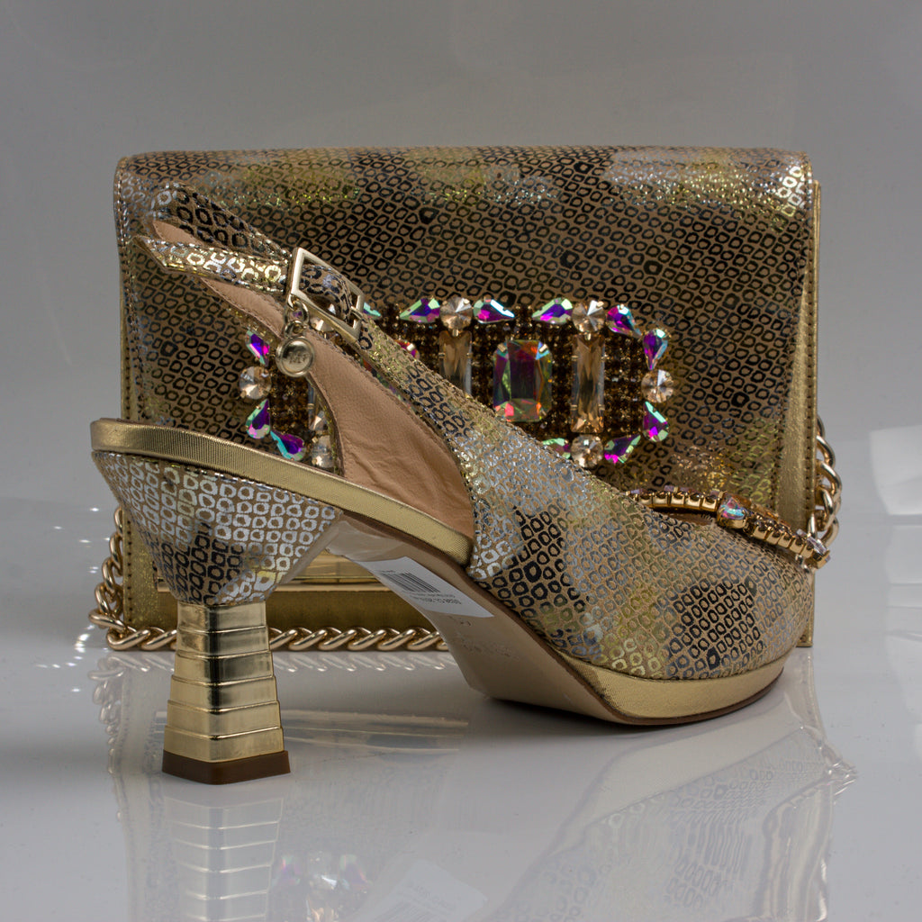 Gold Marcella Jewel Heel Set