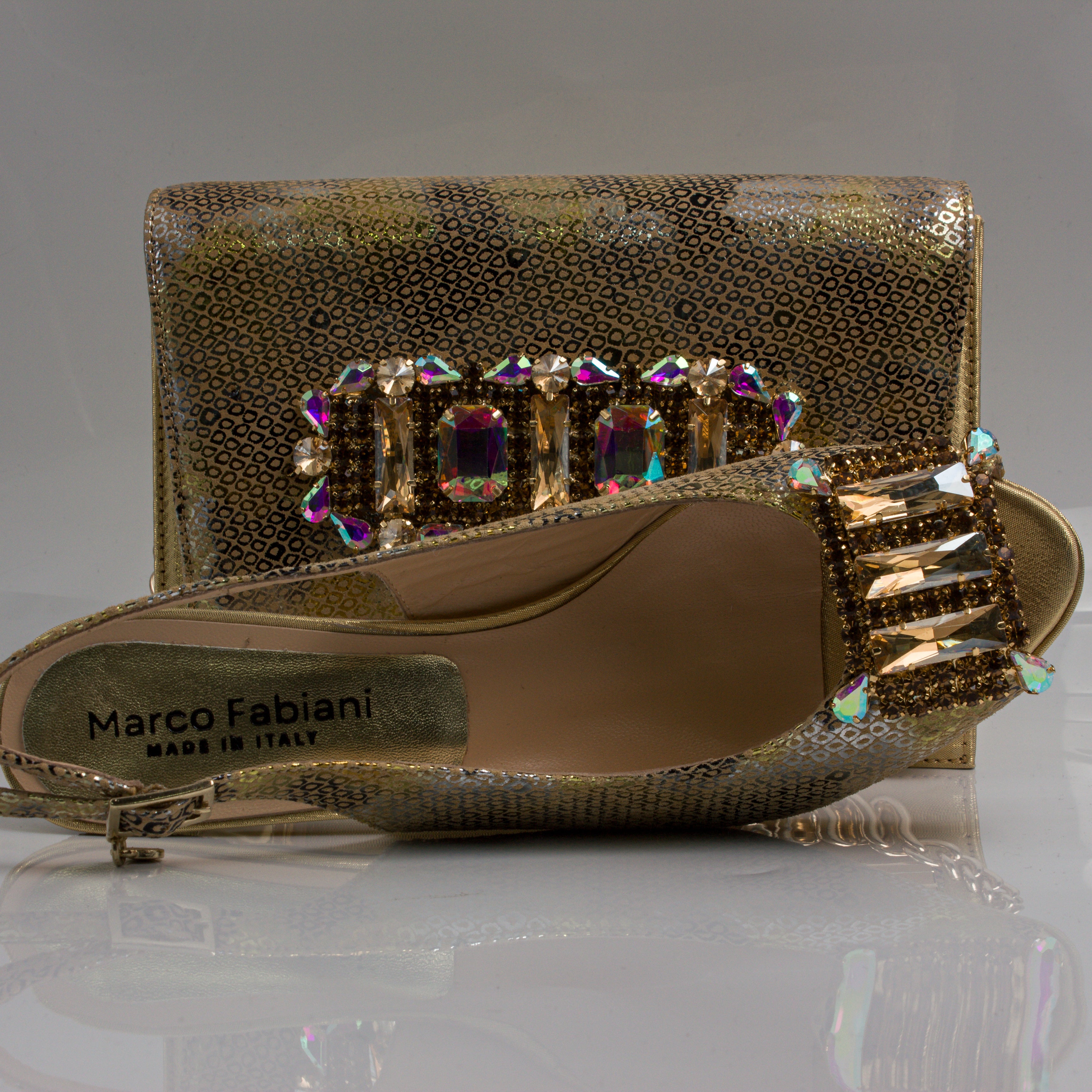 Gold Marcella Jewel Heel Set