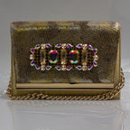 Gold Marcella Jewel Heel Set - Italian Shoe and Bag Set - Classic Shoes London