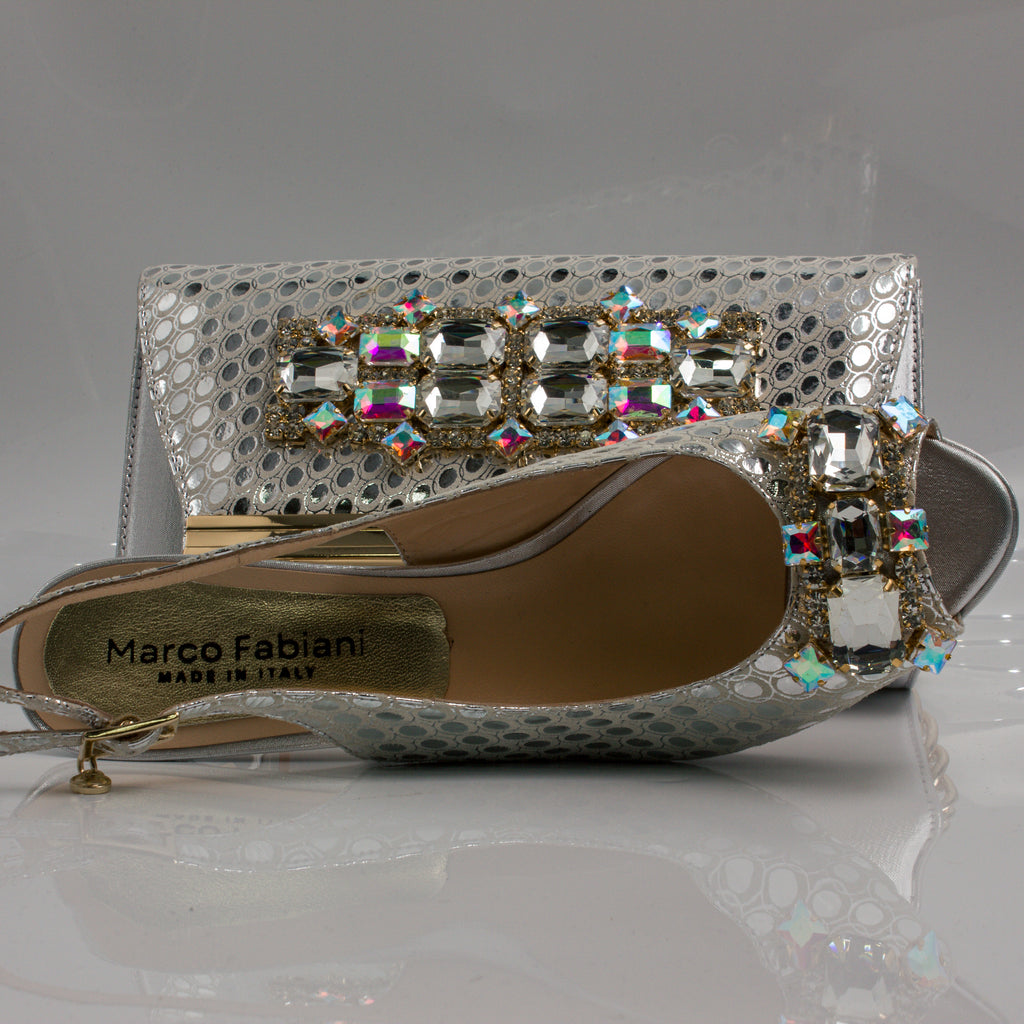 Silver Lorenza Jewel Heel Set