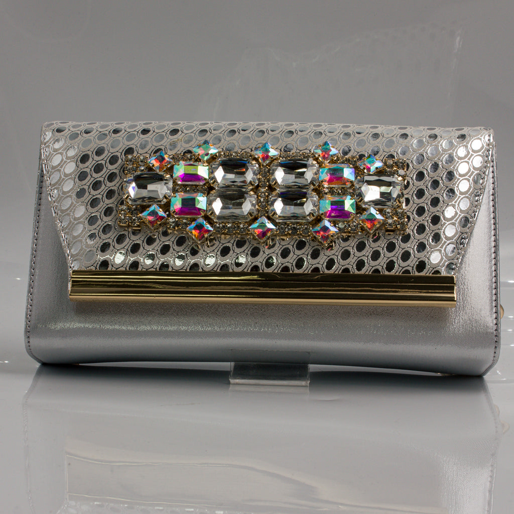 Silver Lorenza Jewel Heel Set