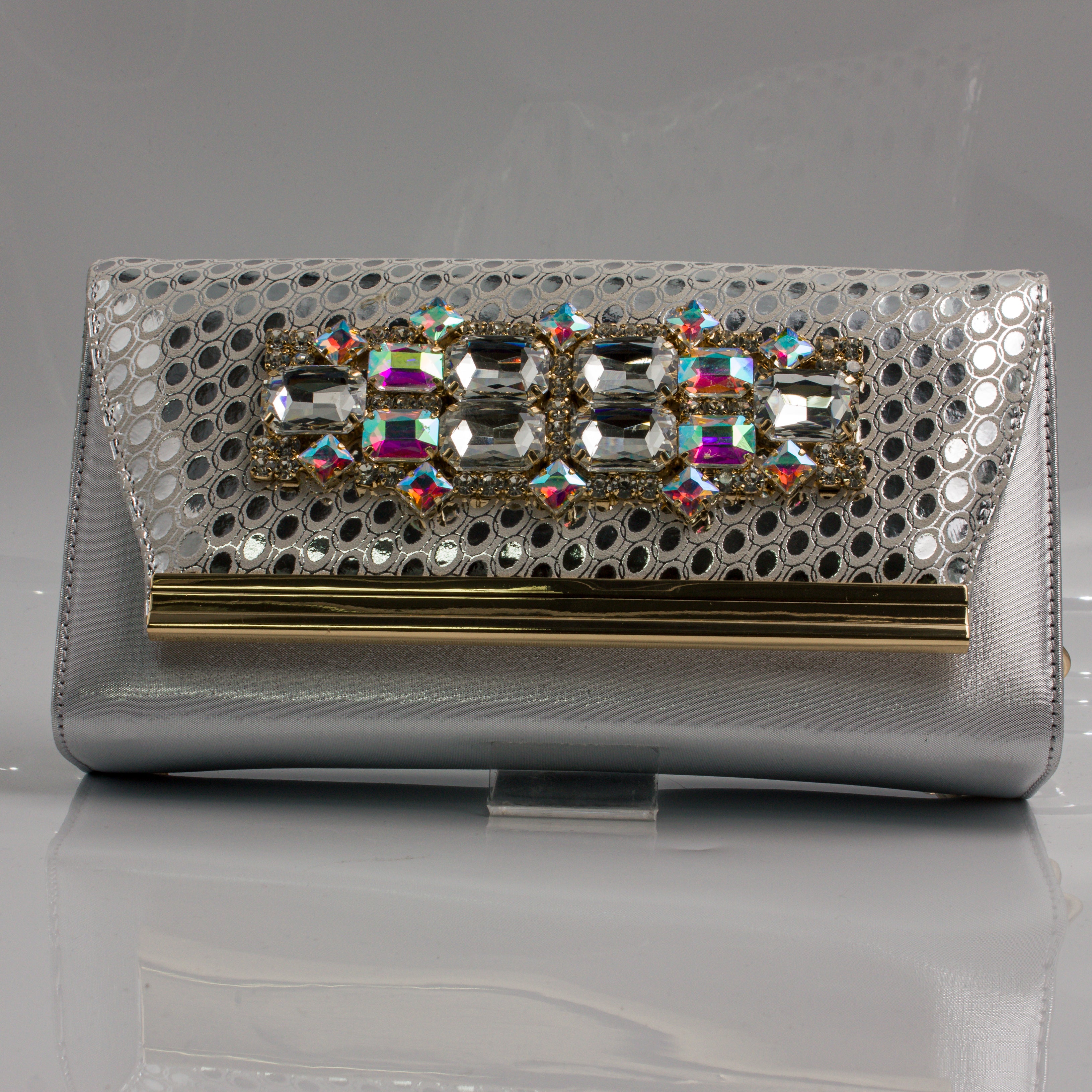 Silver Lorenza Jewel Heel Set